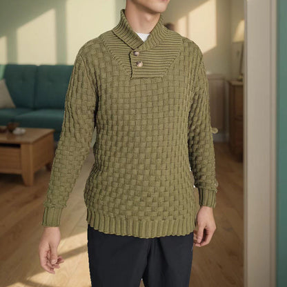 Thomas – Schlanker Herrenrollkragenpullover mit Knopfdesign