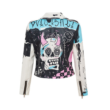 Scott – Personalisierte Graffiti-Nieten Motorrad-Lederjacke