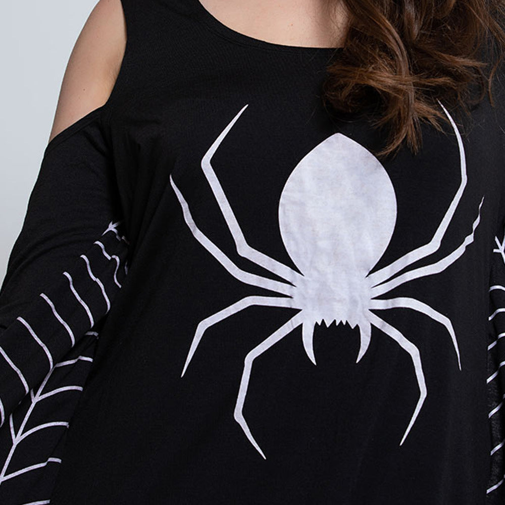 Halloween Damen Kostüm Kleid mit Spinne und Spinnennetz – Perfekt für Halloween-Partys