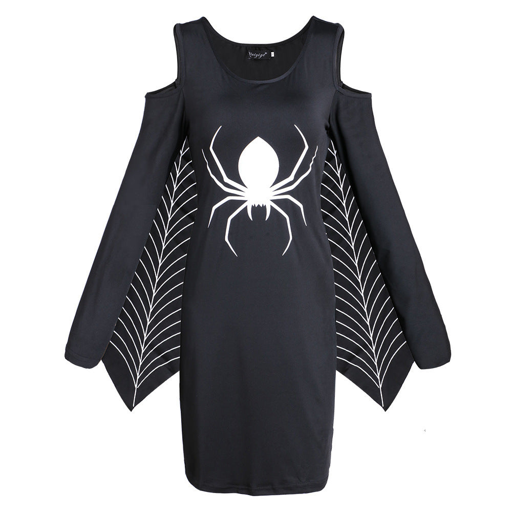 Halloween Damen Kostüm Kleid mit Spinne und Spinnennetz – Perfekt für Halloween-Partys