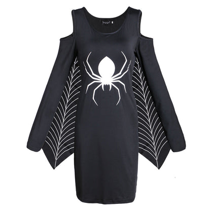 Halloween Damen Kostüm Kleid mit Spinne und Spinnennetz – Perfekt für Halloween-Partys