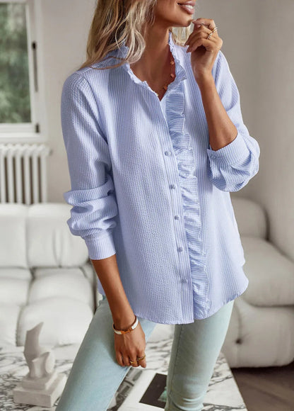 Damen Bluse mit Rüschenkragen – Elegante Freizeit- und Bürobluse, Modernes Design, Vielseitig kombinierbar