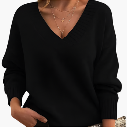 Damen Pullover V-Ausschnitt Strickpullover Elegant Freizeitmode für Winter