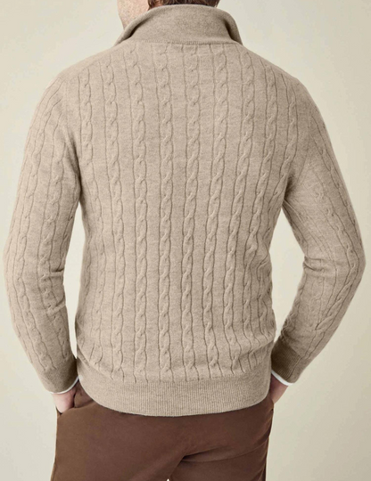 Herren Zopfmuster Strickpullover mit Reißverschluss – Eleganter Freizeit- und Business-Look