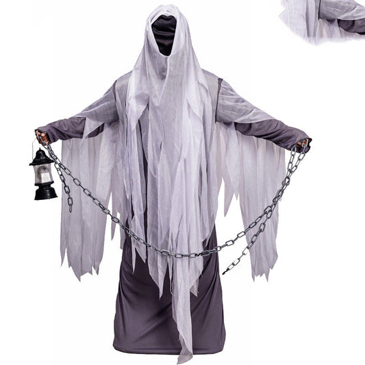 Halloween Geist Kostüm für Erwachsene – Gruselige Verkleidung mit Ketten und Laterne