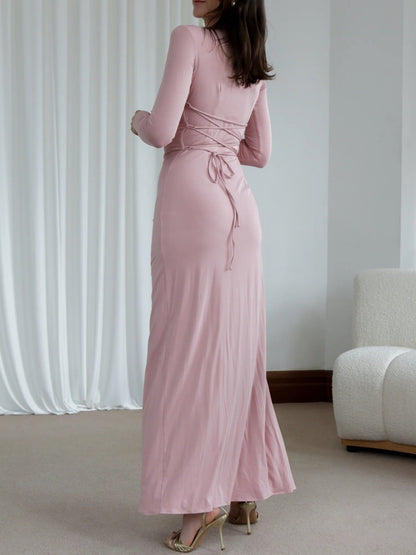 Laura – Asymmetrisches Langarm Kleid für Damen