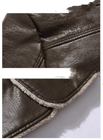 Philip – Langer Herrenmantel aus veganem Leder mit Fleecefutter