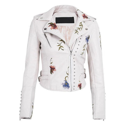 Melanie – Punk Kunstlederjacke in Weiß für Damen