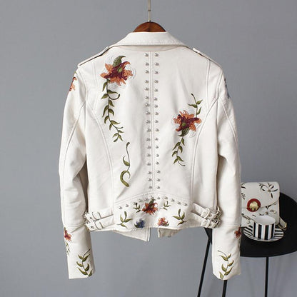 Melanie – Punk Kunstlederjacke in Weiß für Damen