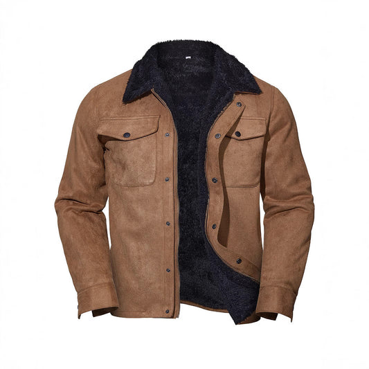 John – Lässiger Vintage-Herrenmantel aus Wildleder mit Revers