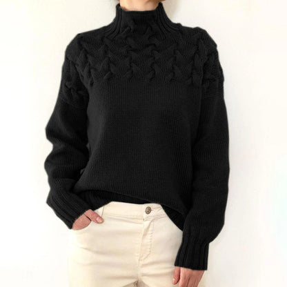 Aaron – Modischer Pullover mit Zopfstrick und hohem Kragen