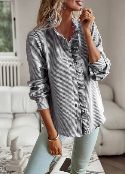 Damen Bluse mit Rüschenkragen – Elegante Freizeit- und Bürobluse, Modernes Design, Vielseitig kombinierbar