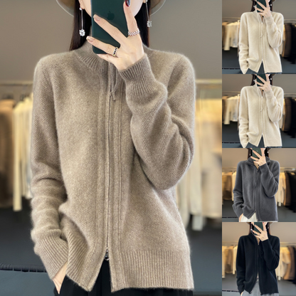 Damen Strickjacke mit Reißverschluss – Eleganter Cardigan für Alltag & Büro