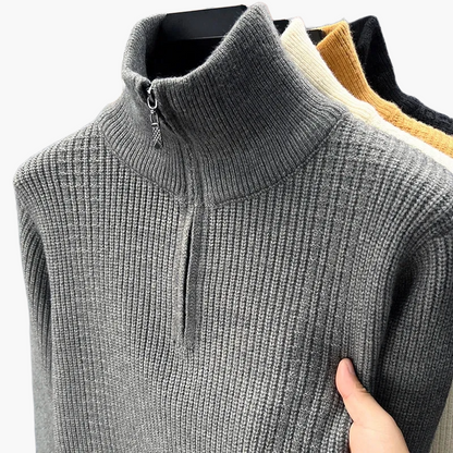 Damen Strickpullover mit Stehkragen und Reißverschluss – Bequemer Winterpullover für Alltag und Büro