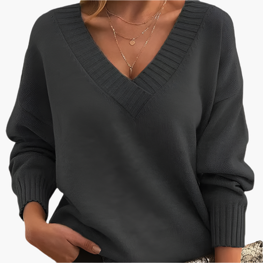 Damen Pullover V-Ausschnitt Strickpullover Elegant Freizeitmode für Winter