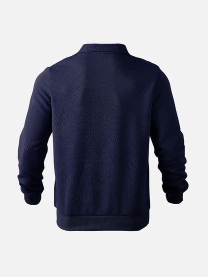 Herren Pullover mit Halbzipp und dezentem Muster – Smart-Casual & Büro-Look
