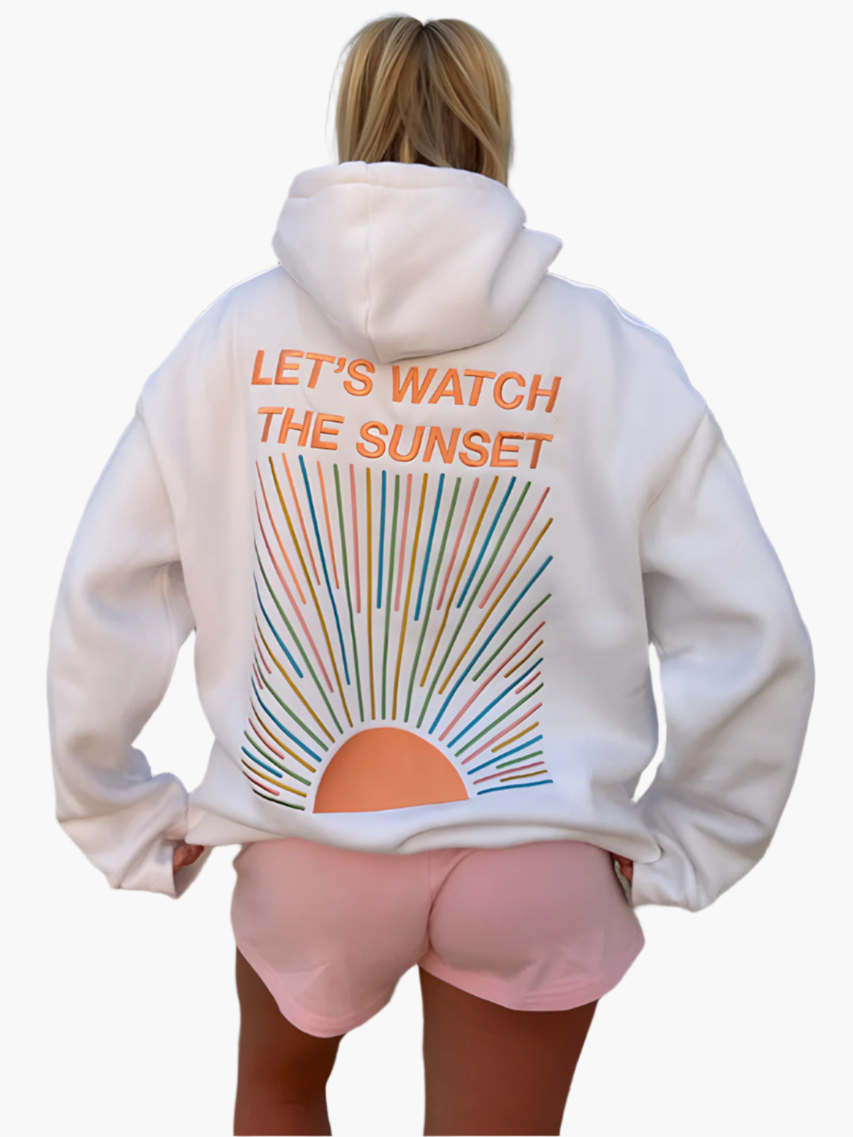 Damen Oversize Hoodie mit Print – Let’s Watch the Sunset, Freizeit & Strandmode