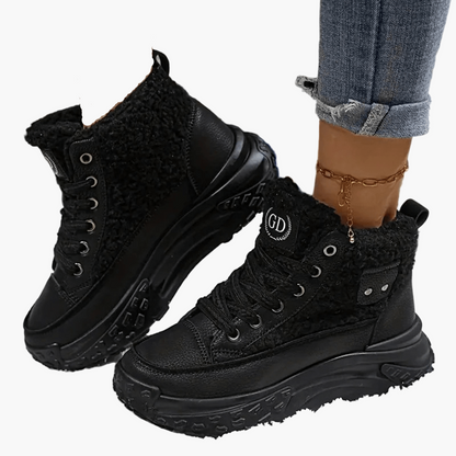 Damen Winter Sneaker Stiefeletten – Modische High Top Schuhe mit Warmfutter und Plateau-Sohle