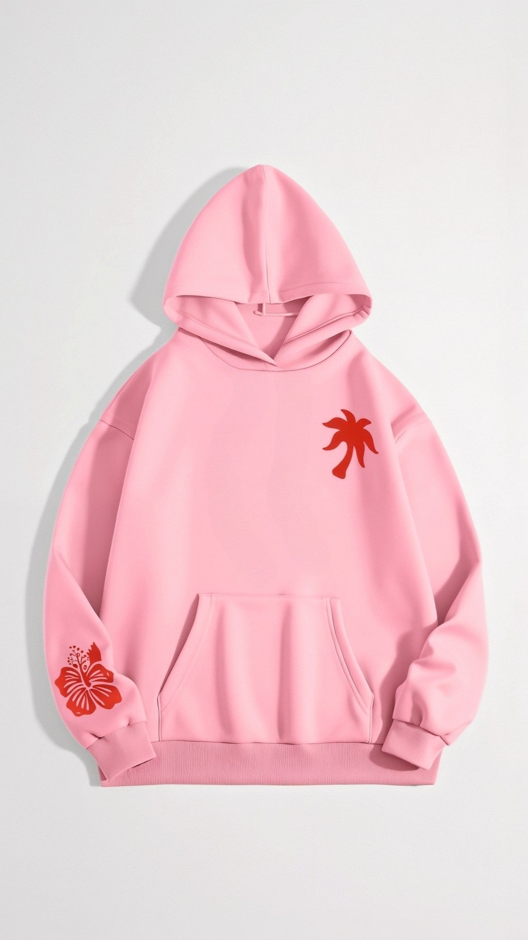Damen Oversized Kapuzenpullover mit tropischen Stickereien – Lässiger Streetstyle Hoodie für Alltag und Freizeit