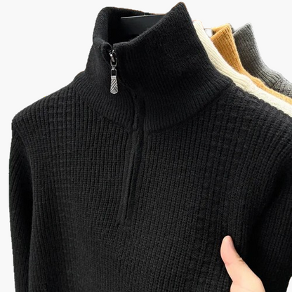 Damen Strickpullover mit Stehkragen und Reißverschluss – Bequemer Winterpullover für Alltag und Büro