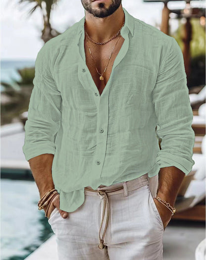 Fred – Herrenhemd aus Baumwoll-Leinen im Casual-Stil mit Langarm