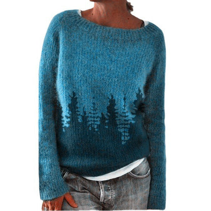 Catherine – Rundhals Mehrfarbiger Lässiger Strickpullover für Damen