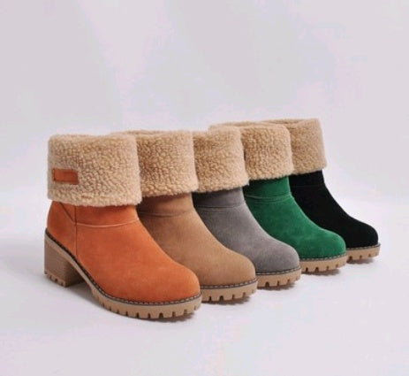Amy – Damen Mittelhohe Stiefel aus Wildleder mit Dickem Absatz