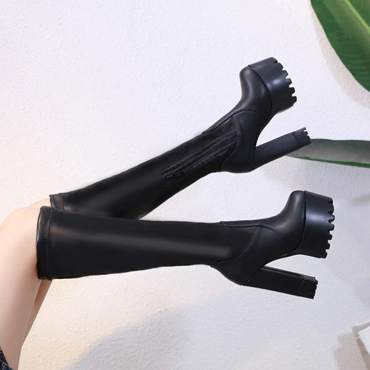 Sophia – Kniehohe Damenstiefel mit elastischem Schaft