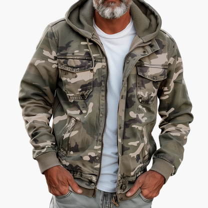 Herren Cargo-Jacke mit Kapuze – Modernes Tarnmuster für Outdoor & Streetwear