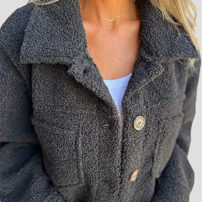 Damen Teddy Fleecejacke – Modische Oversize Sherpa Jacke für Alltag und Freizeit