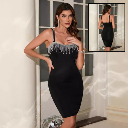 Samantha – Elegantes Damenkleid mit Fransen und Schlitz