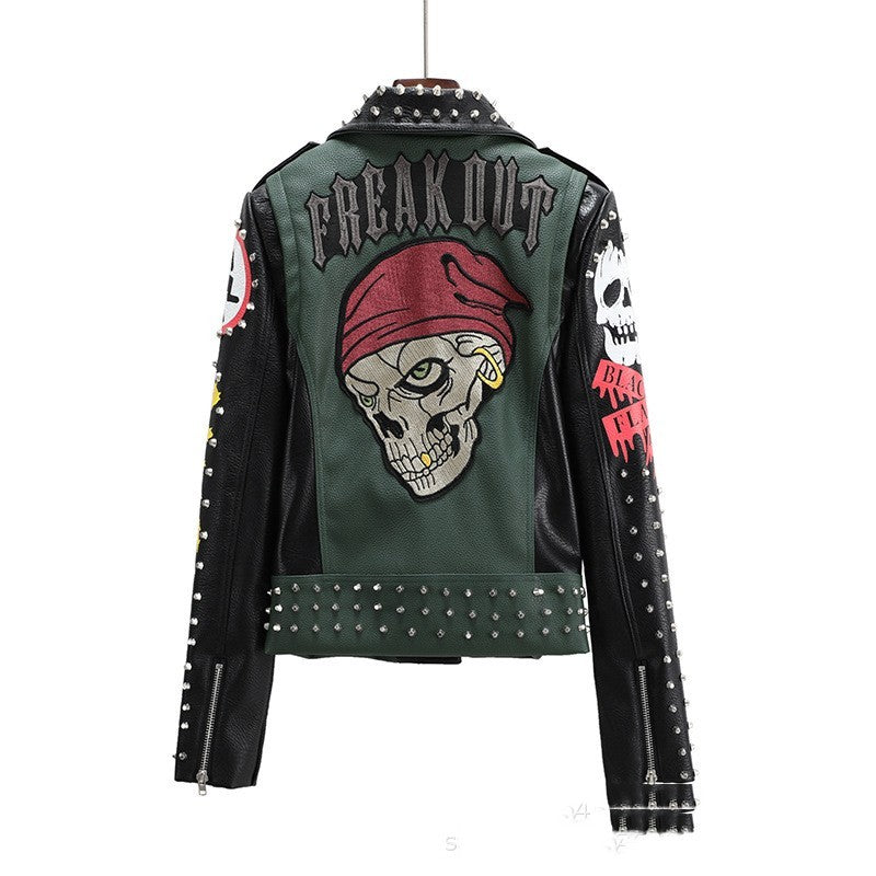 Mandy – Florale Damen-Motorradjacke mit kurzem Schnitt