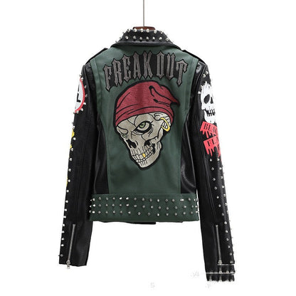 Mandy – Florale Damen-Motorradjacke mit kurzem Schnitt