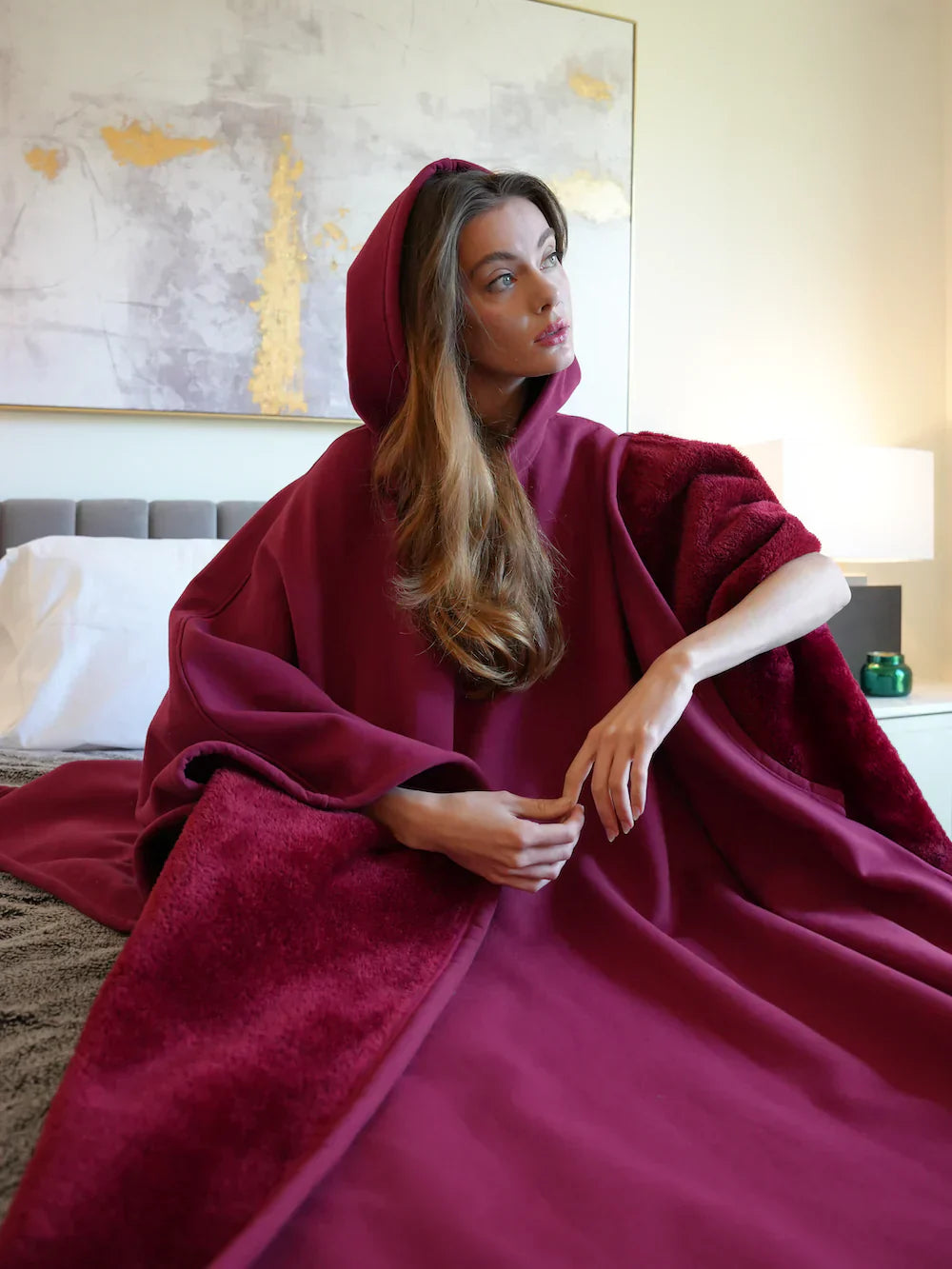 Damen Oversize Hoodie-Decke – Kuschelige Kapuzen-Decke für Zuhause und unterwegs