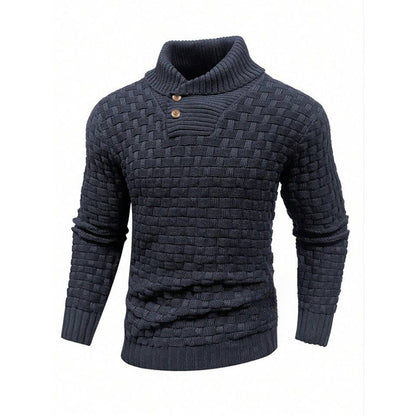 Thomas – Schlanker Herrenrollkragenpullover mit Knopfdesign