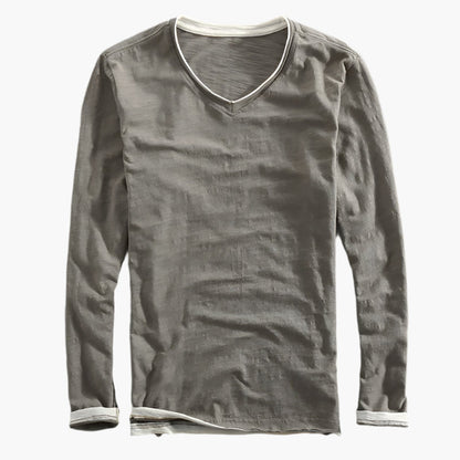 Herren Langarmshirt im Lagenlook – Modernes V-Ausschnitt Freizeitshirt