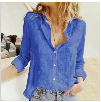 Phoebe – Lockere Damenbluse mit Knopfleiste und Reverskragen
