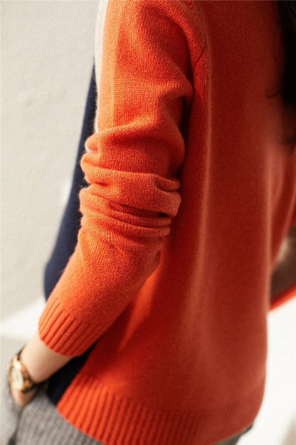 Damen Pullover mit grafischem Color-Block-Design und modernem Schnitt – Perfekt für urbane Looks