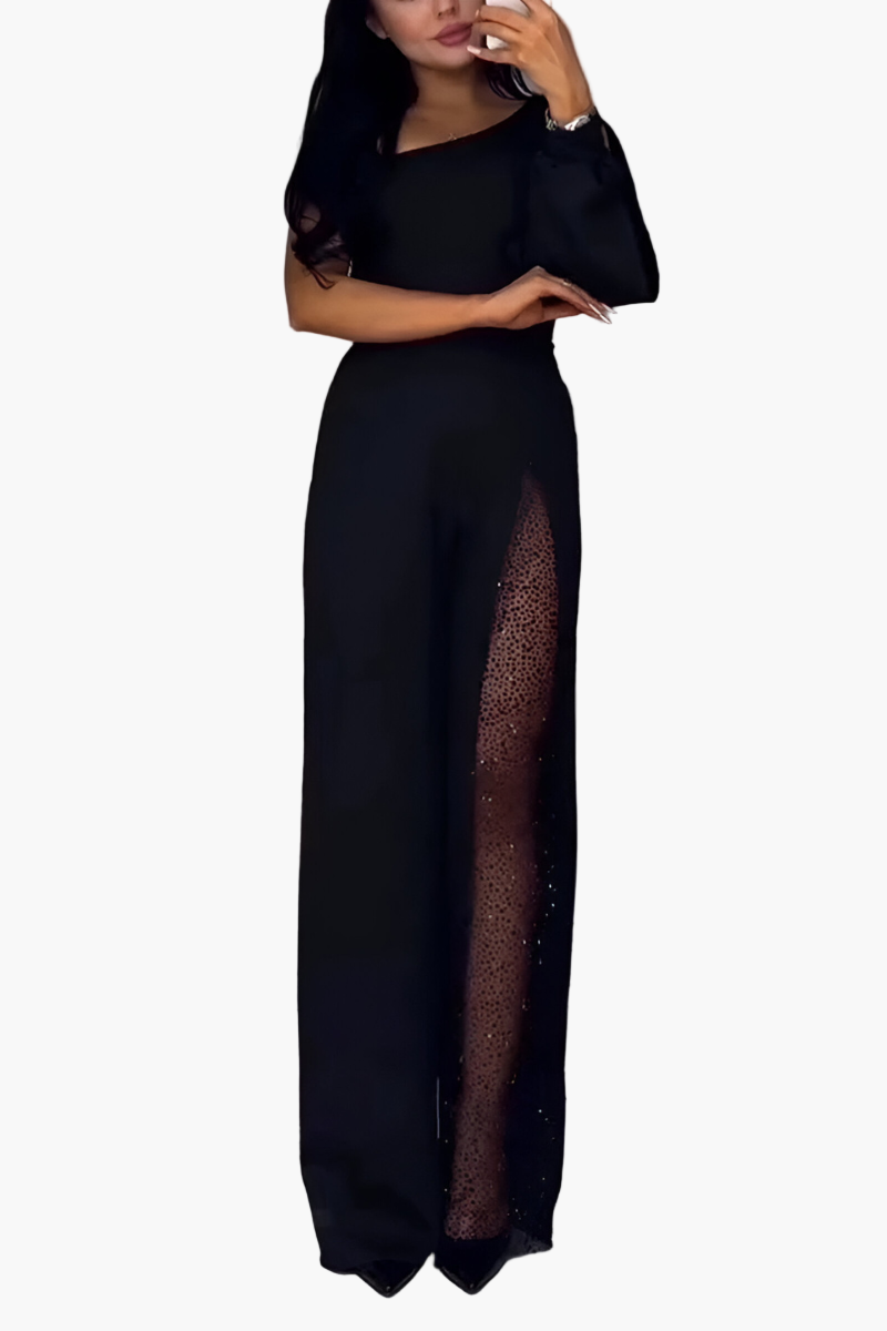 Damen Jumpsuit Elegant mit weitem Bein und asymmetrischem Schnitt – Perfekt für festliche Anlässe