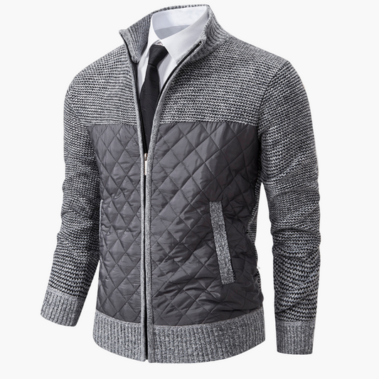 Herren Strickjacke mit Stehkragen – Eleganter Business Casual Look für Büro und Freizeit
