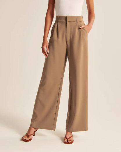 Kate – Weite Damenhose mit Hohem Bund und Taschen