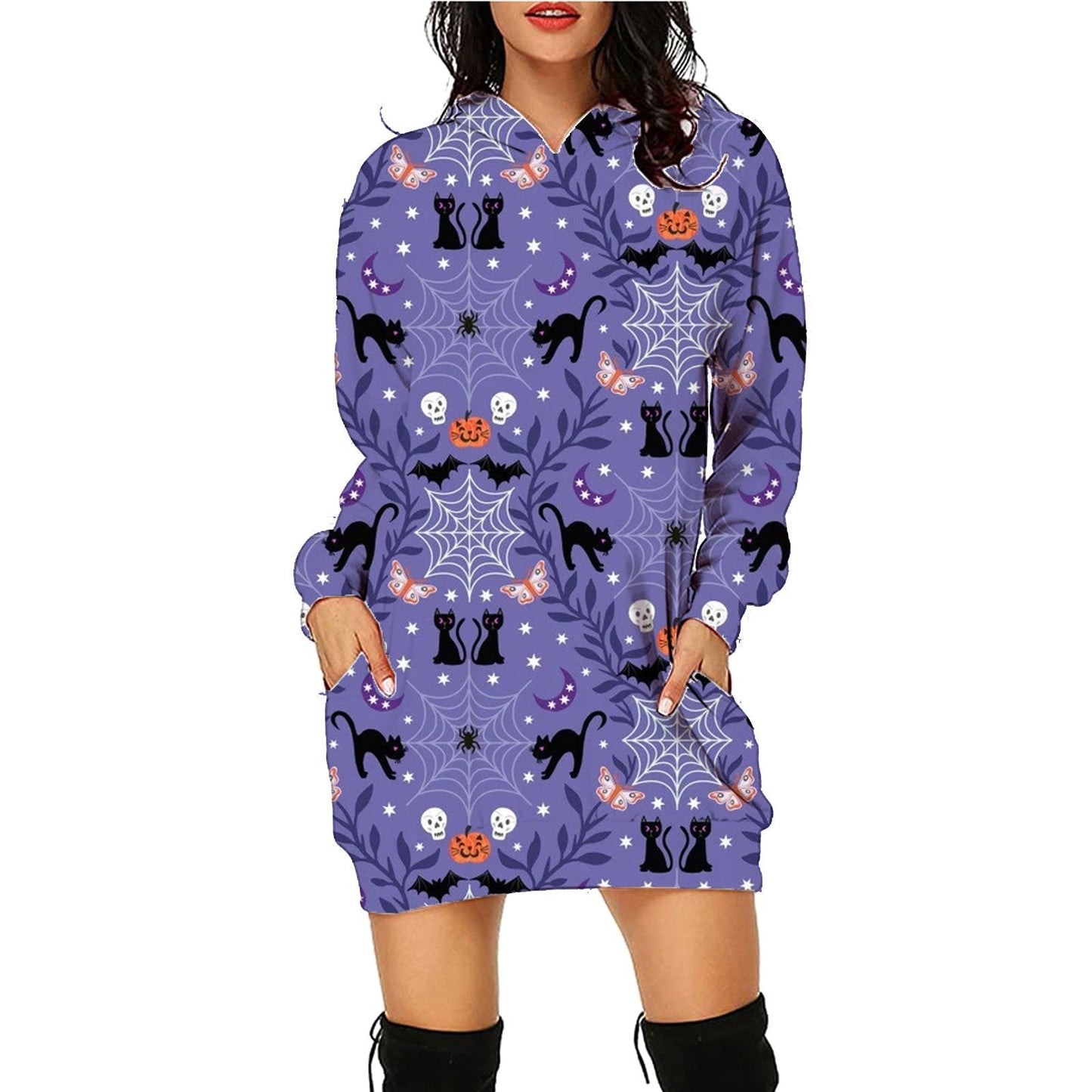 Damen Halloween Hoodie Kleid – Lustiges Kostüm für Halloween-Partys & Gruselige Anlässe