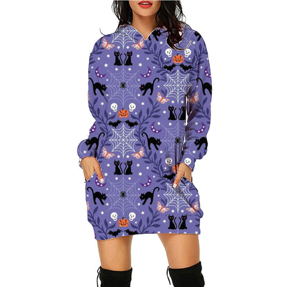 Damen Halloween Hoodie Kleid – Lustiges Kostüm für Halloween-Partys & Gruselige Anlässe