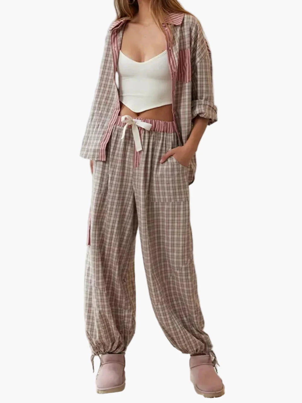 Damen Pyjama Set im Oversize-Look – Stilvolles und Bequemes Freizeit-Outfit für Zuhause