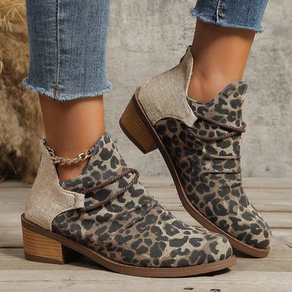Susan – Retro Damenstiefeletten mit Leopardenmuster