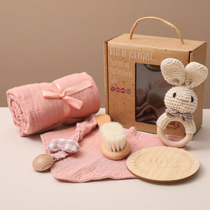 Unisex Baby Geschenkset – Premium Neugeborenen Pflege- & Spielset mit Elefant – Perfektes Baby Shower Geschenk, 6-teilig