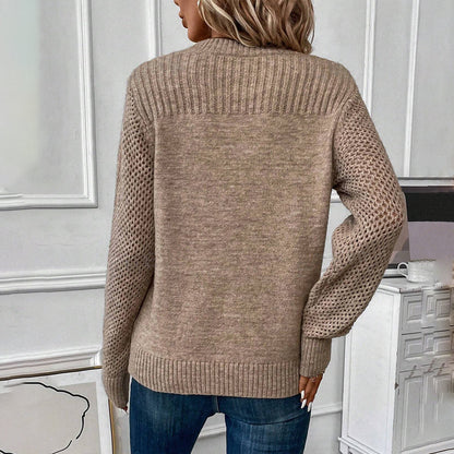 Melanie – Rundhals Pullover mit langen Ärmeln in Uni-Farben