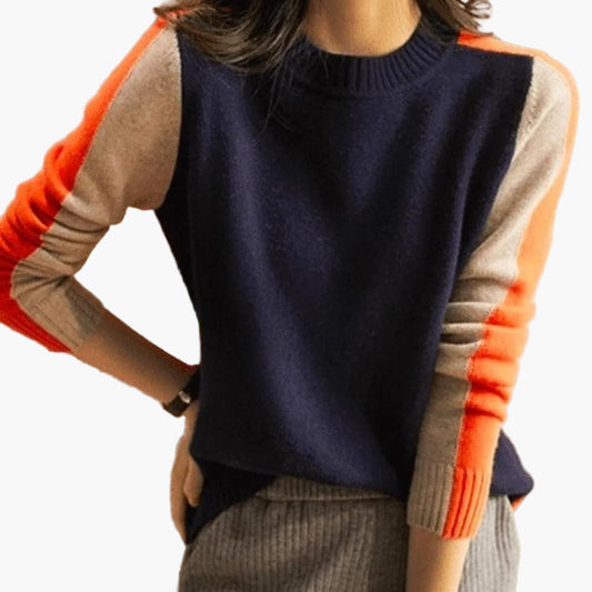 Damen Pullover mit grafischem Color-Block-Design und modernem Schnitt – Perfekt für urbane Looks