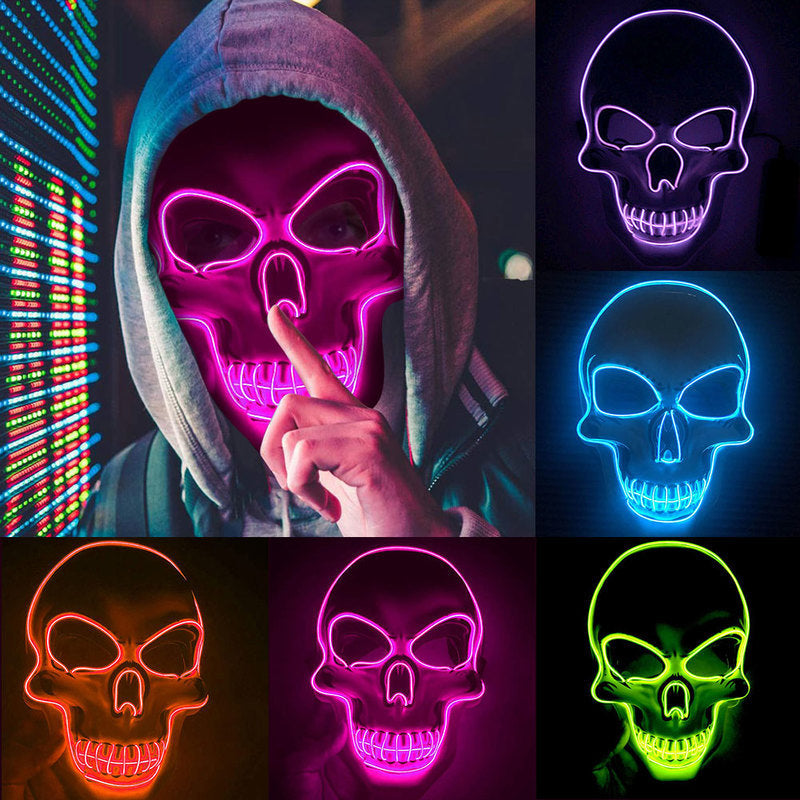 Halloween LED Leuchtende Schädelmaske – Unisex Grusel-Kostüm & Party-Accessoire