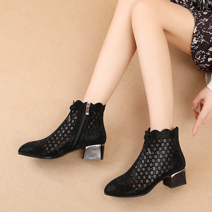 Amy – Sommerliche Damen-Stiefeletten mit Mesh und Cutouts